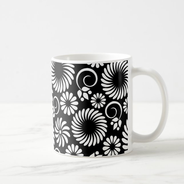 Mug muqueuse florale noire et blanche (Droite)
