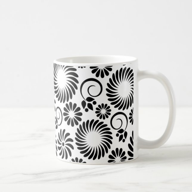 Mug muqueuse florale noire et blanche (Droite)