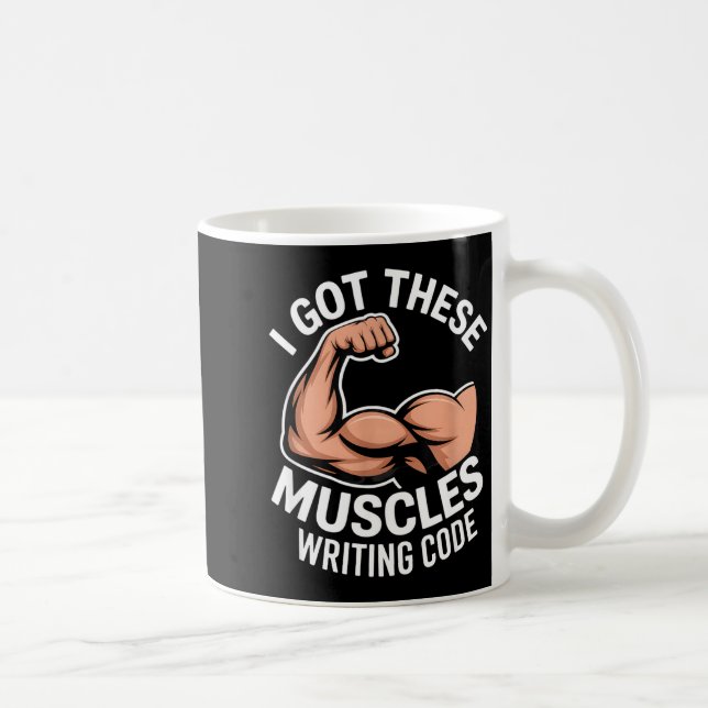 Mug Muscles drôles écrivant du code disant programmeur (Droite)