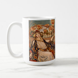 Mug Muse du Chrysanthème Doré – Art Nouveau Floral