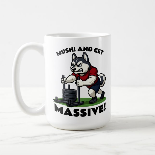 Mug Mush et Devenez Massif – Drôle de Husky qui Pousse (Gauche)
