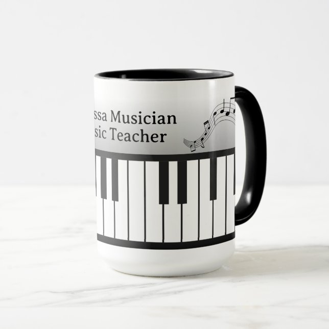 Mug Musi-Cats Piano Keyboard - Customize Name & Title (Devant droit)
