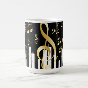 Mug Music Note Clés de piano or de luxe