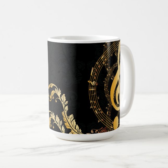 Mug Music Note Design de luxe gris or (Devant droit)