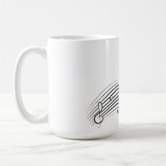 Mug Musical note wave, black line clipart