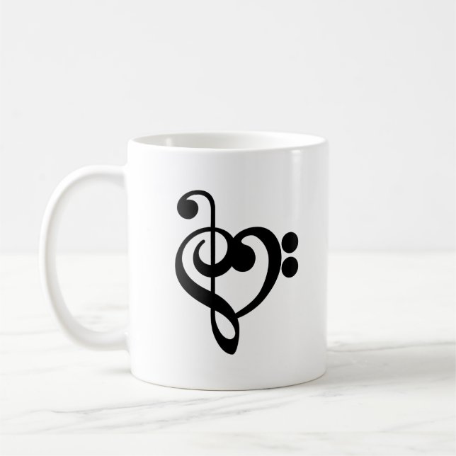 Mug Musicien Cœur de musique - Clé de sol clé de fa (Gauche)