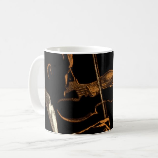 Mug Musicien vintage, Violoniste Jouant Musique Violon (Devant gauche)