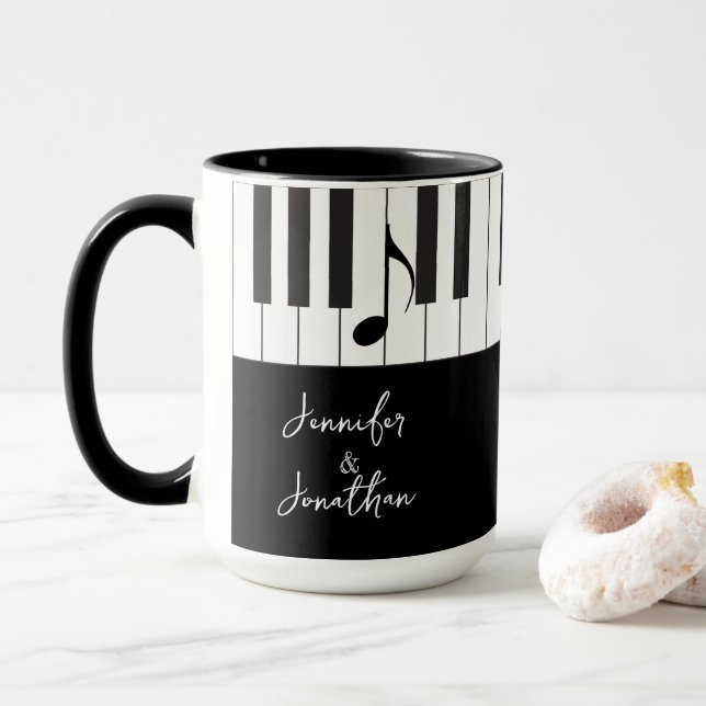 Mug Musiciens créatifs Piano Keys Mariage (Avec donut)