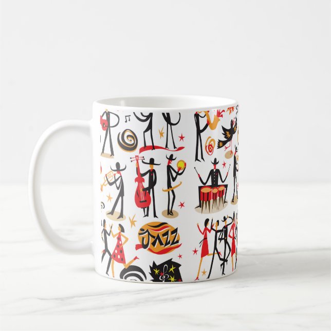 Mug musiciens de jazz - jeu d'icônes. Isolé sur fond b (Gauche)