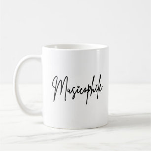 Mug Musicophile Typo avec cœurs d'amour Écriture noire