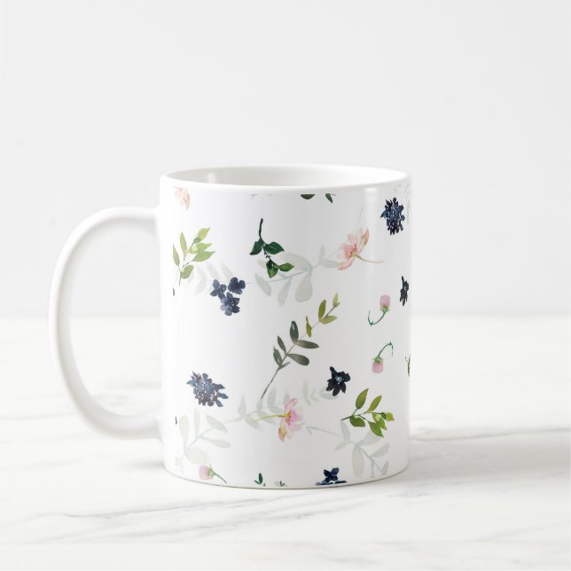 Mug Musique à fleurs de prairie bleue (Gauche)