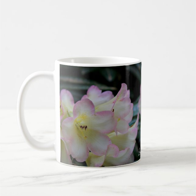 Mug Musique à fleurs jaune clair et rose Rhododendron (Gauche)