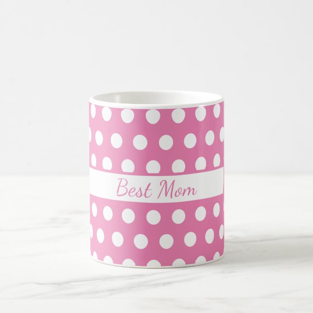 Mug Musique à points rose et blanc personnalisée (Centre)