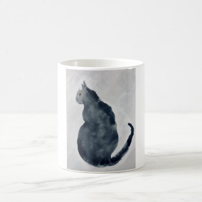 Mug Musique avec chat Aquarelle Gris (Centre)
