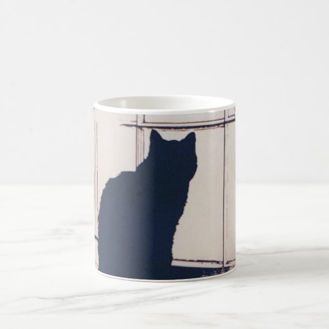 Mug Musique avec chat noir à la fenêtre (Centre)