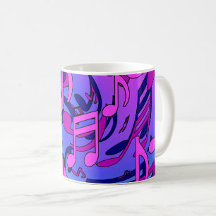 Mug Musique Belle Rose Violet Bleu Motif Animé
