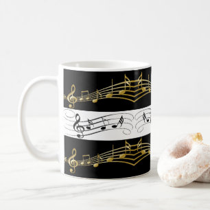 Mug Musique Black White Gold Notes Musique Musique Mus