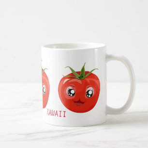 Mug Musique blanche à la tomate kawaii rouge