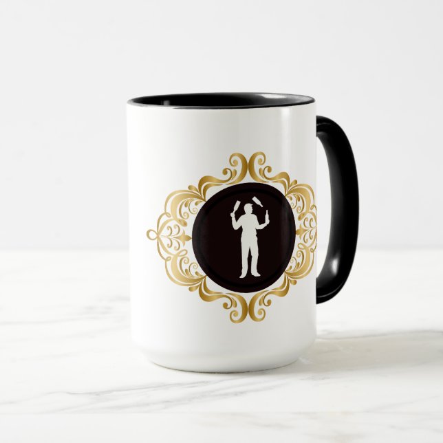 Mug Musique blanche en silhouette de barman mâle porta (Devant droit)