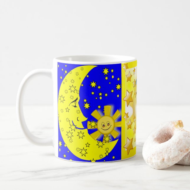 Mug Musique bleue de la lune jaune (Avec donut)