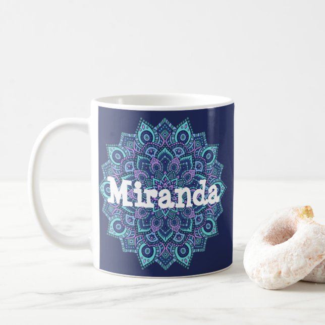 Mug Musique bleue de Mandala (Avec donut)