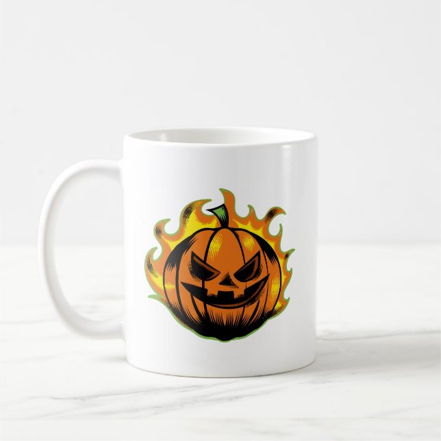 Mug Musique Citrouille d'Halloween sculptée (Gauche)