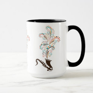 Mug Musique colorée Saxophone & Fils Floraux
