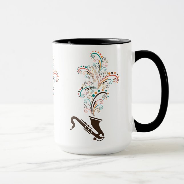 Mug Musique colorée Saxophone & Fils Floraux (Droite)