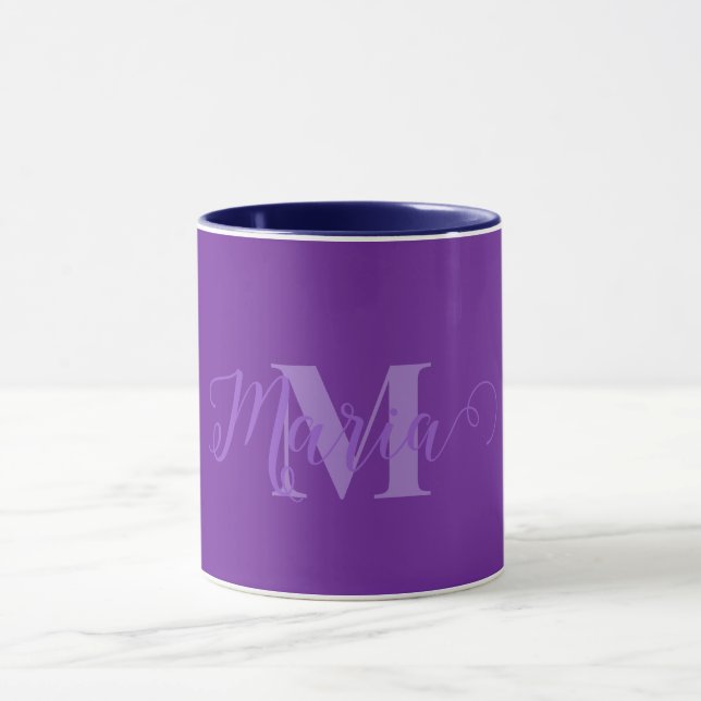 Mug Musique combinée violette monogramme personnalisée (Centre)