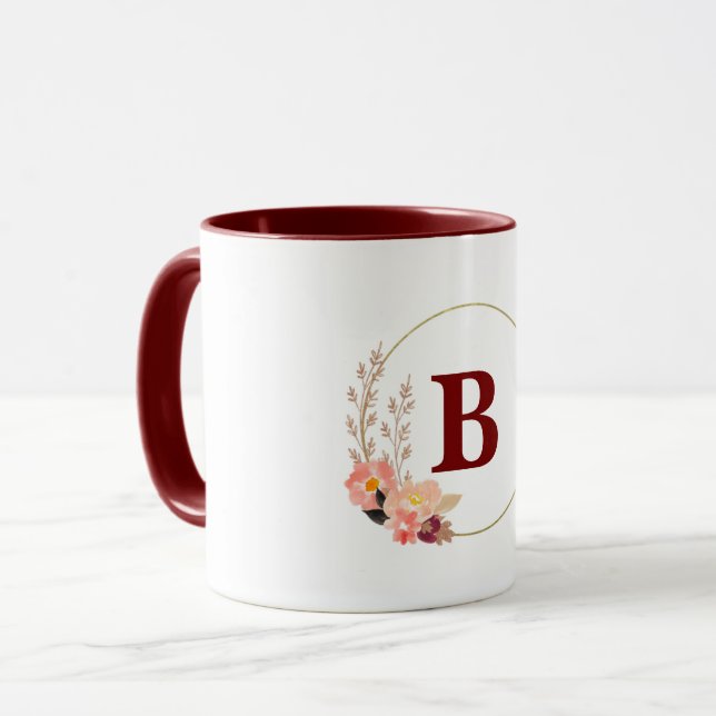 Mug Musique Combo Monogramme Floral (Devant gauche)