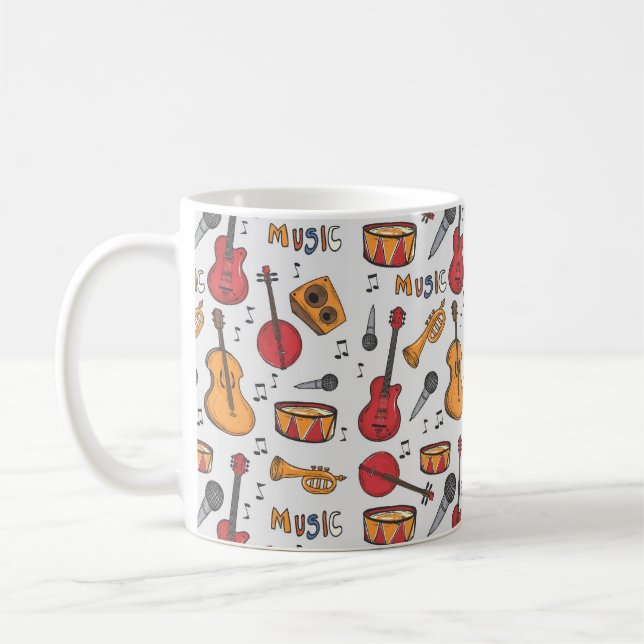 Mug Musique cool Thématique Banjo Drums Guitare Violon (Gauche)