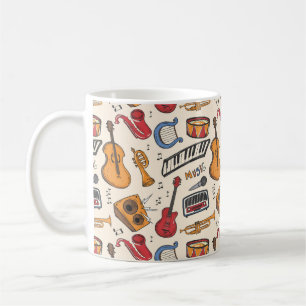 Mug Musique cool Thématique Piano Drums Guitare Violon