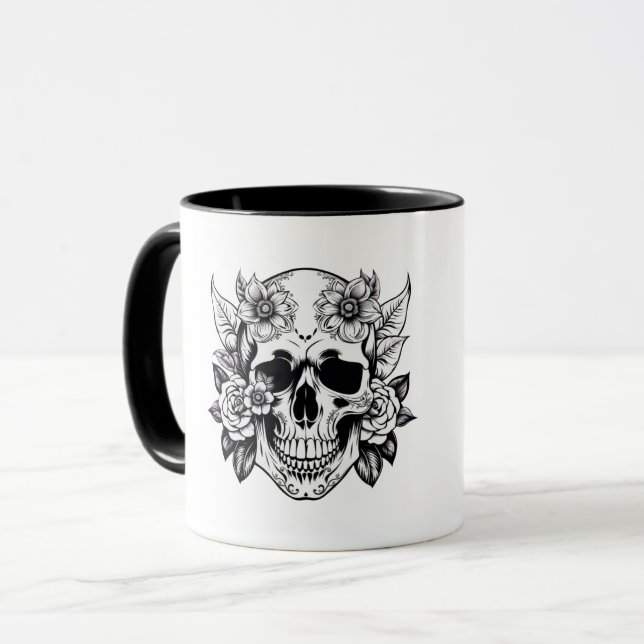 Mug Musique crâne florale (Devant gauche)