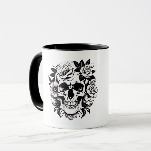 Mug Musique crâne florale (Devant gauche)
