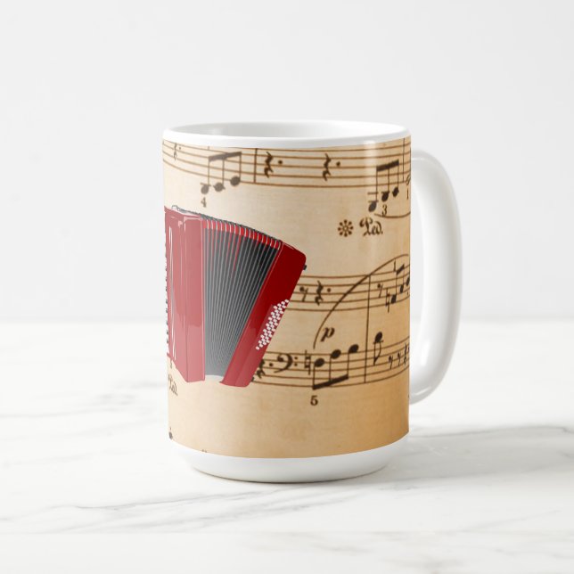 Mug Musique d'accordéon, design populaire, (Devant droit)