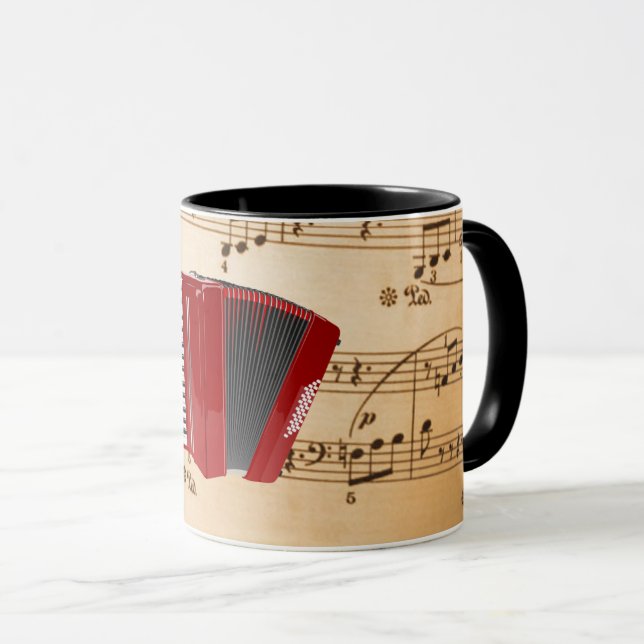 Mug Musique d'accordéon, design populaire, (Devant droit)