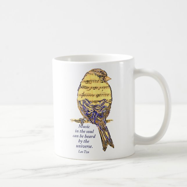 Mug Musique dans la citation d'âme et oiseau note de m (Droite)