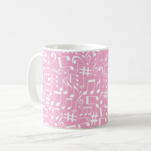 Mug Musique Danse Notes Blanches Rose Pâle