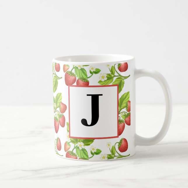 Mug Musique d'aquarelle de fraise Monogram (Droite)