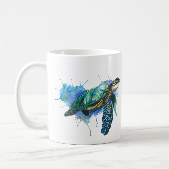 Mug Musique d'aquarelle de la tortue marine (Gauche)
