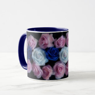 Mug Musique d'art bleu rose et blanc Roses