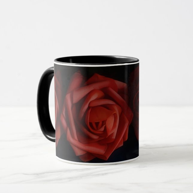 Mug Musique d'art des roses rouges profondes (Devant gauche)