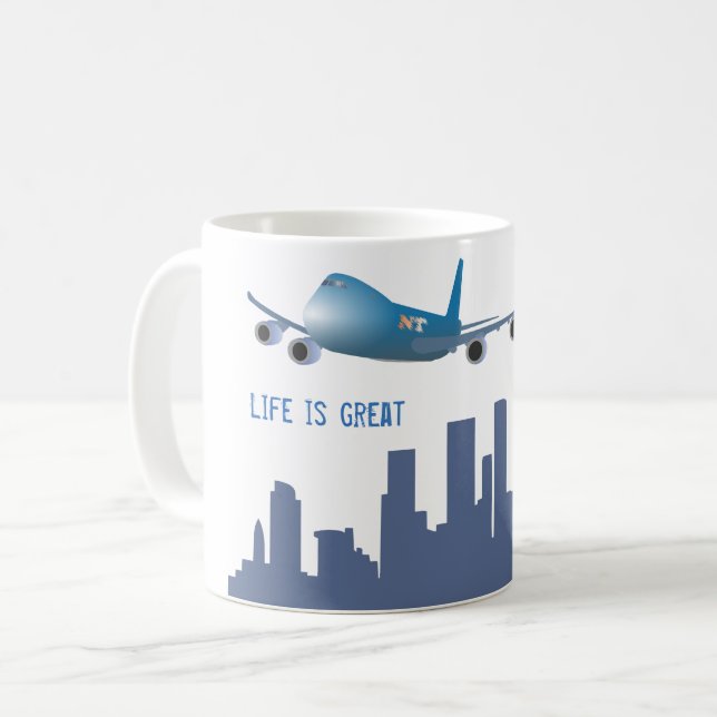Mug Musique d'avion "La vie est géniale" (Devant gauche)