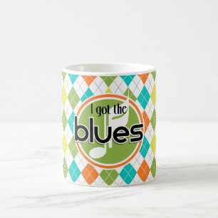 Mug Musique de bleus ; Motif à motifs de losanges