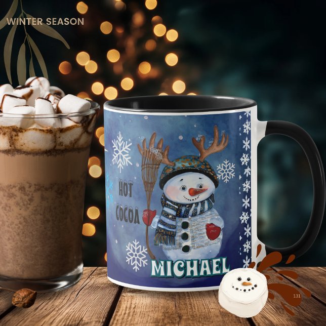 Mug Musique de cacao chaud Snowman enchantée (Enchanted Antlered Snowman Hot Cocoa Mug)