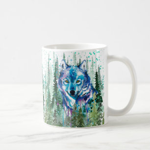 Mug Musique de café Wolf   Loup d'aquarelle colorée