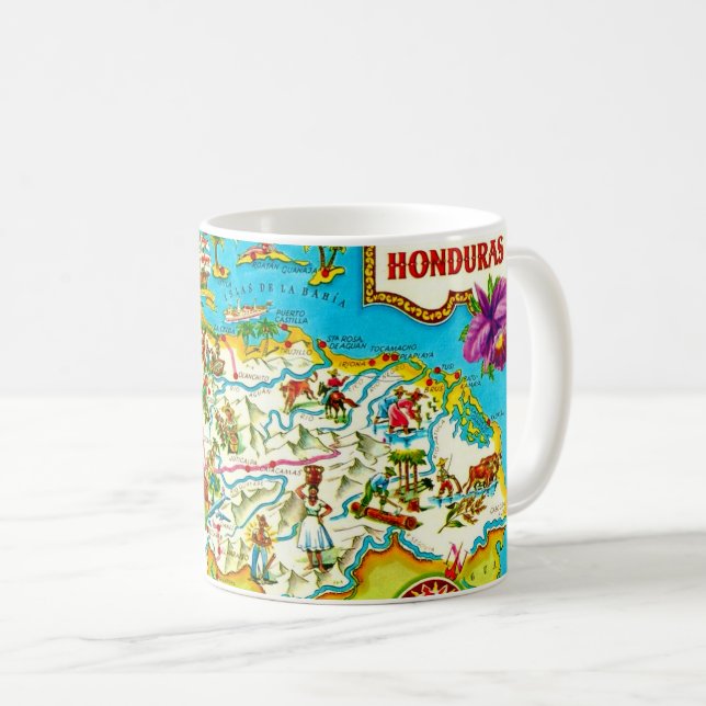 Mug Musique de carte du Honduras vintage (Devant droit)