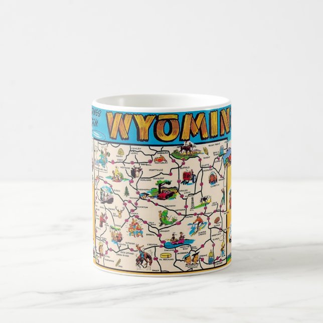 Mug Musique de carte du Wyoming vintage (Centre)