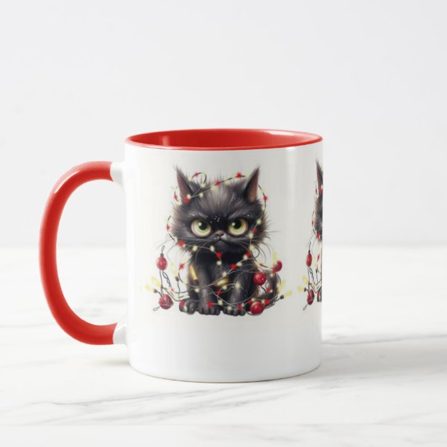 Mug Musique de chat en colère de Noël noir (Gauche)