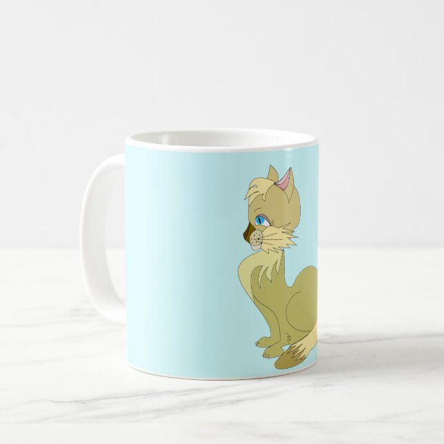 Mug Musique de chat jaune bleu (Devant gauche)